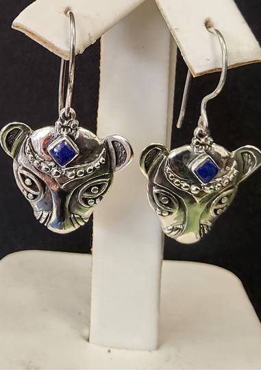 Bastet and Lapis Drop Earrings